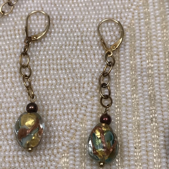 Fine Jewelry Glass Drop Necklace 1/514K Gold-Bonded Sterling Silver + Earrings - Picture 5 of 15